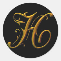 Liquid Gold H monogram Round Stickers
