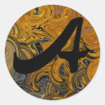 Liquid Gold Initial A Round Sticker