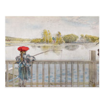 "Lisbeth Fishing"  Carl Larsson Art Print Post Card