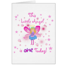 Little Angel 1st Birthday Tshirts and Gifts Greeting Cards