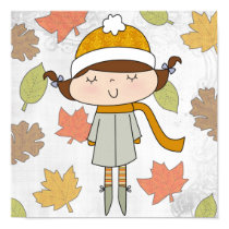 little autumn girl canvas print posters