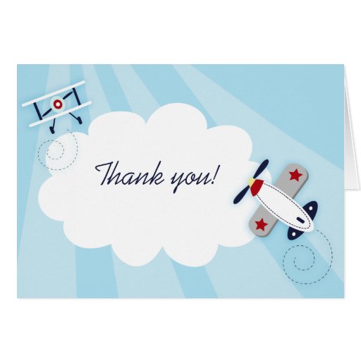 Little Aviator Boy Thank you Note Card size