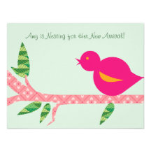 Little Bird Baby Shower - Pink Patterns Announcement