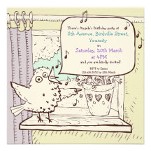 Little Bird Told Me kids Birthday Party Invitation