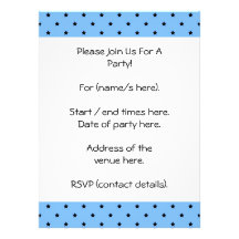 Little black stars on a light blue background. custom announcements