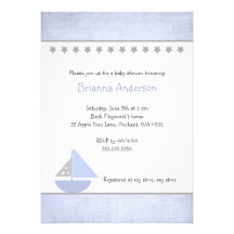 Little Blue and Grey Sailboat Baby Shower Invite