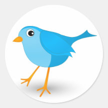 Little Blue Bird Cute Round Stickers