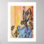 Little Blue Elephant Print