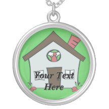 Little Blue House Necklace