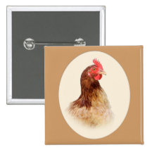 Little Brown Hen Button