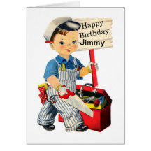 Little Carpenter Birthday card Personalise name