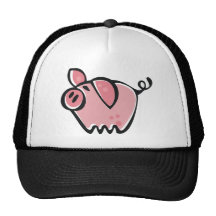Little cartoon Pink Piggie Trucker Hats