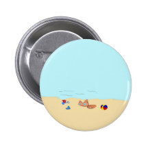 Little Cat At The Beach Button