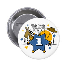 Little Cowboy 1st Birthday Button