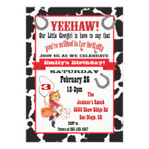 Little cowgirl birthday party invitation