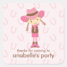 Little Cowgirl Western Birthday Party Sticker