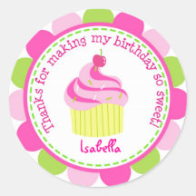 Little Cupcake Birthday Party Favour Stickers Labe