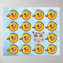 Little cute Chick and pig . poster