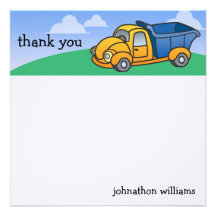 Little Dump Truck Personalised Thank You Announcement