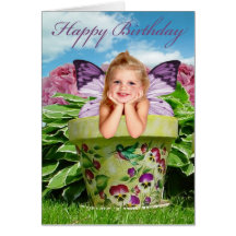 LITTLE FAIRY GIRL IN FLOWER POT GREETING CARD