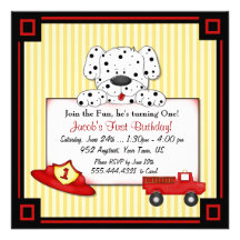 Little Fireman First Birthday Invites