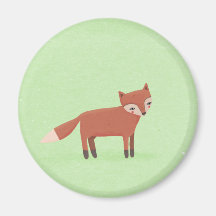little fox cute woodland creature on green fridge magnet