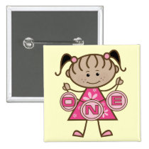 Little Girl 1st Birthday T-shirts and Gifts buttons