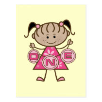 Little Girl 1st Birthday T-shirts and Gifts postcards