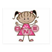 Little Girl 1st Birthday T-shirts and Gifts postcards