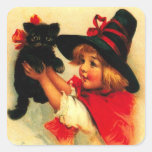 Little Girl & Her Black Cat Sticker