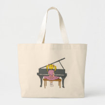 little girl playing piano tote bag