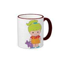 Little Girl with Teddy Bear Mugs