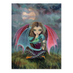 Little Gothic Fairy and Dragon Fantasy Art Post Card