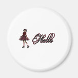 Little Gothy Girl Hello Fridge Magnet