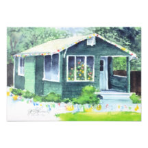 Little Green House at Christmas Invitations