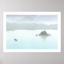 Little Island and boat Poster Print