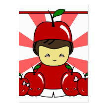 Little Kawaii Apple Boy With Apples Business Card Template