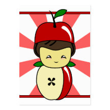 Little Kawaii Apple Boy With Seeds Business Card Template