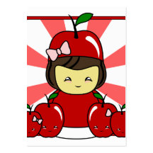 Little Kawaii Apple Girl With Apples Business Card