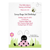 Little Ladybug (Pink) 5x7 Birthday Invitation