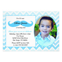 Little Man Birthday First invitation Moustache bas