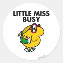 Little Miss Busy Classic Round Stickers