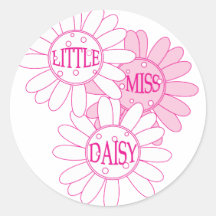 Little Miss Daisy Round Stickers