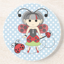 Little Miss Ladybug Fairy Princess and Bug Wand Coasters
