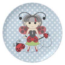 Little Miss Ladybug Fairy Princess and Bug Wand Party Plates