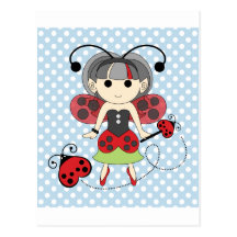 Little Miss Ladybug Fairy Princess and Bug Wand Post Card