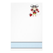 Little Miss Ladybug Fairy Princess and Bug Wand Personalized Stationery