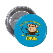 Little Monkey 1st Birthday Boy Button