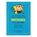 Little Monkey 1st Birthday Boy Custom Invitations