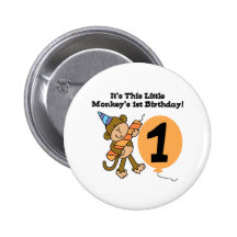 Little Monkey 1st Birthday Button